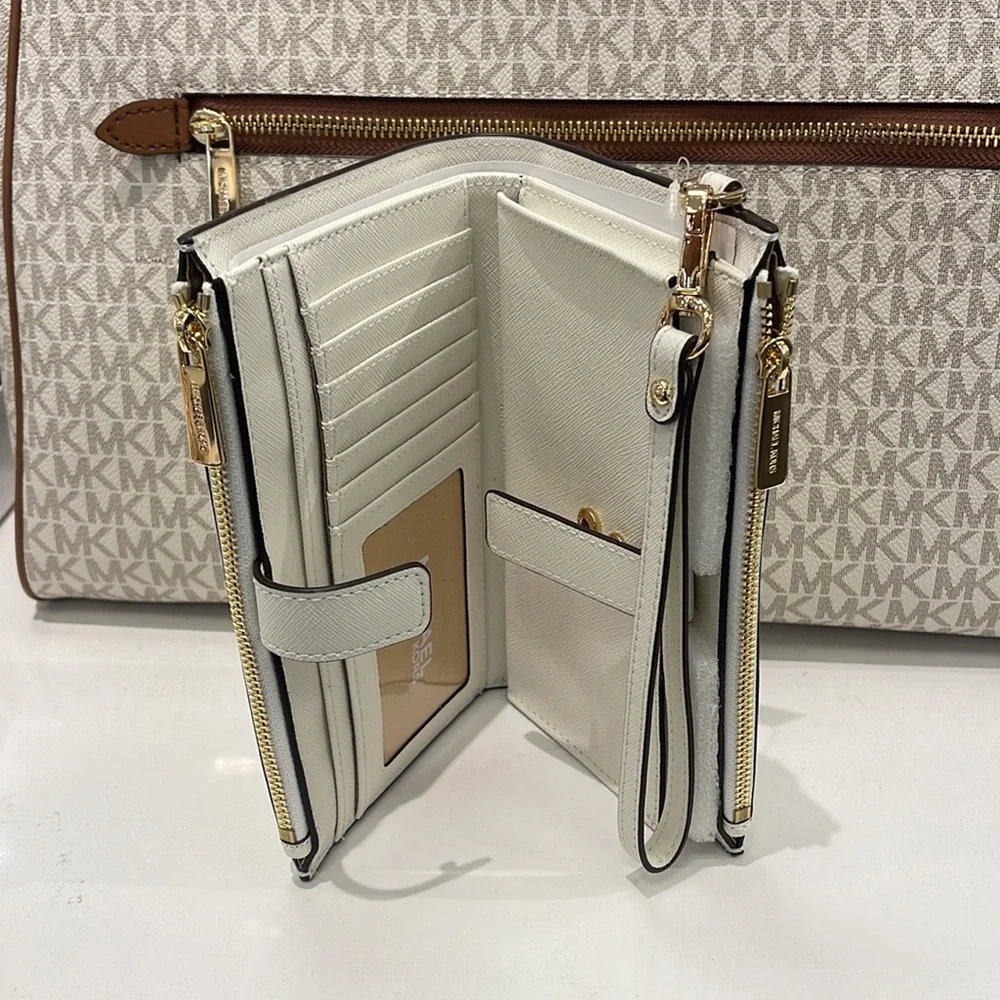 MICHAEL KORS LARGE DOUBLE ZIP WRISTLET WALLET PHONE CASE CLUTCH
Optic White - Picture 11 of 16